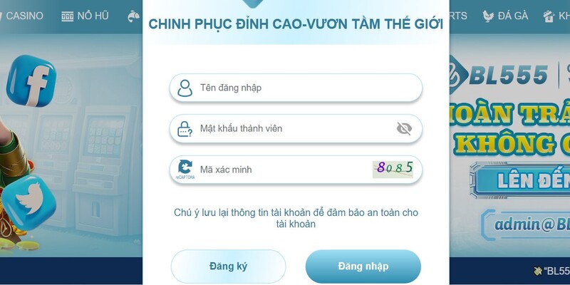 Chú ý thông tin đăng nhập BL555 chính xác