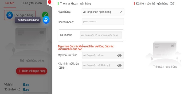 Đảm bảo rút tiền về đúng tài khoản ngân hàng liên kết